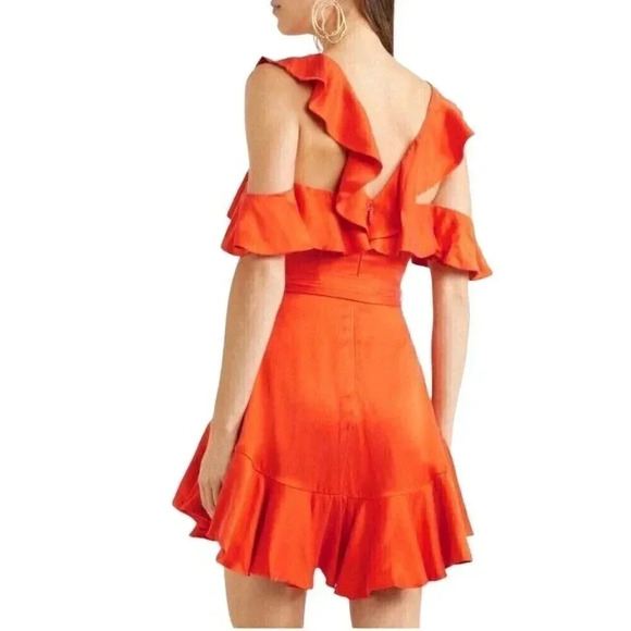 Zimmermann Jaffa Cold Shoulder Deep-V Ruffled Dress Silk US Size 6 NWT - Picture 5 of 13